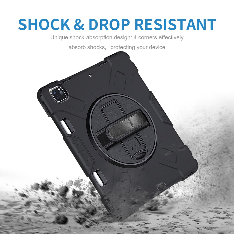 Rugged tablet case for iPad pro 12.9 5th generation case heavy duty shockproof tablet cover with Kickstand black color