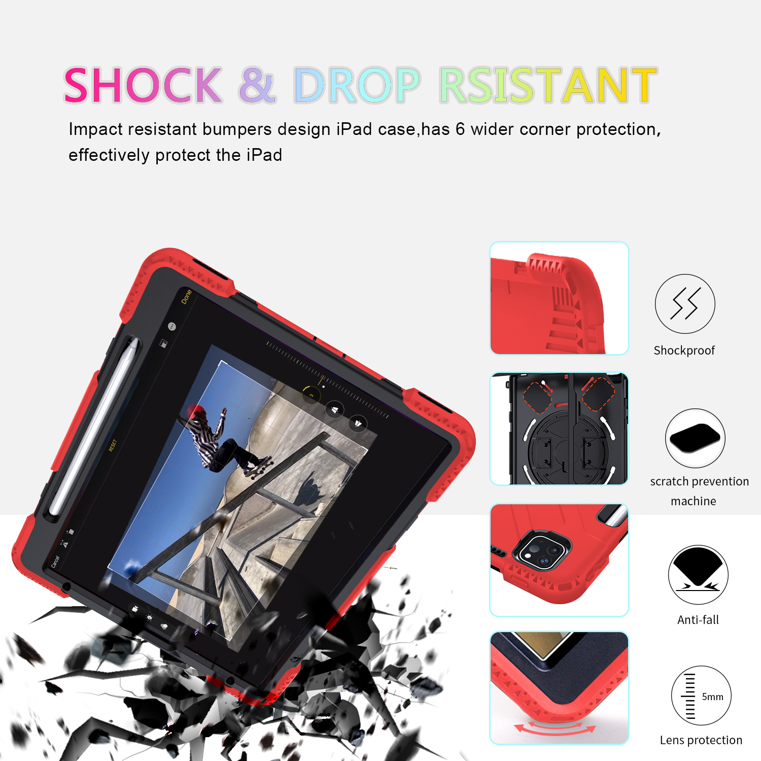 Case for ipad 11 3rd generation shockproof rotating Air 4 ipad pro 11/12.9 inch tablet case cover for kids