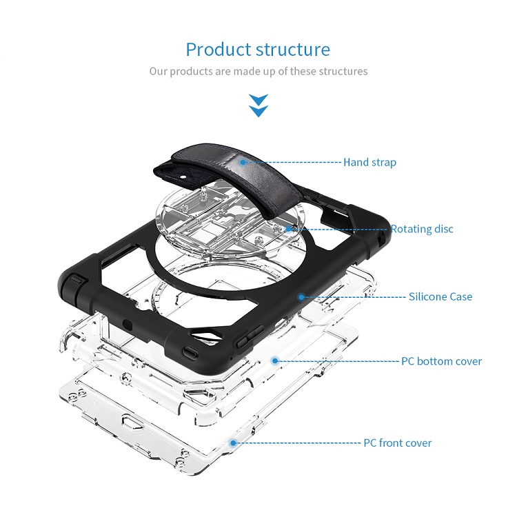 New kidsproof universal tablet case 3 layers protective shell rotating silicone shockproof case for ipad mini 4/5 case cover