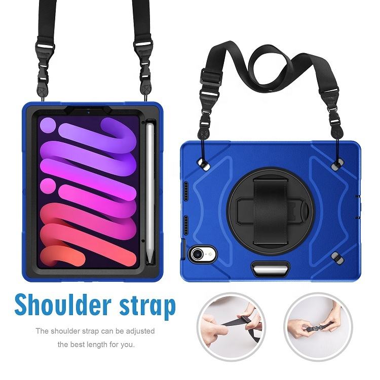 Drop protective ipad mini 6th gen 8.3 inch 2021 case for kids, shockproof rugged cover with pencil holder stand for ipad mini 6