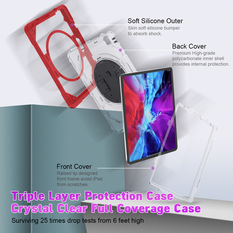 Shockproof tablet protective case ipad pro 129 inch cover for ipad 12.9" 5th Gen back tablet case with shoulder strap
