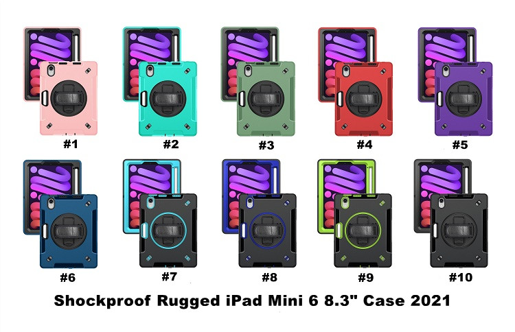 Shockproof Hybrid Rugged Fashion for Apple iPad mini 6 Tablet Cases Hybrid Armor TPU PC Kickstand Cover