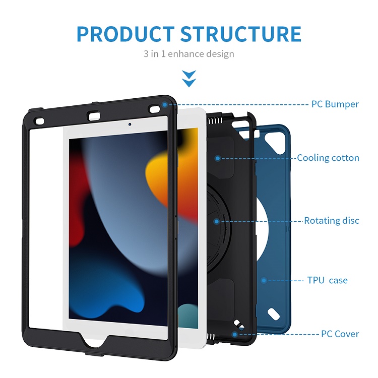 360 Degree Rotating Anti-shock TPU PC Customized Tablet Case 102 for iPad 8th 9th Generation 10.2 Case Cover Kids