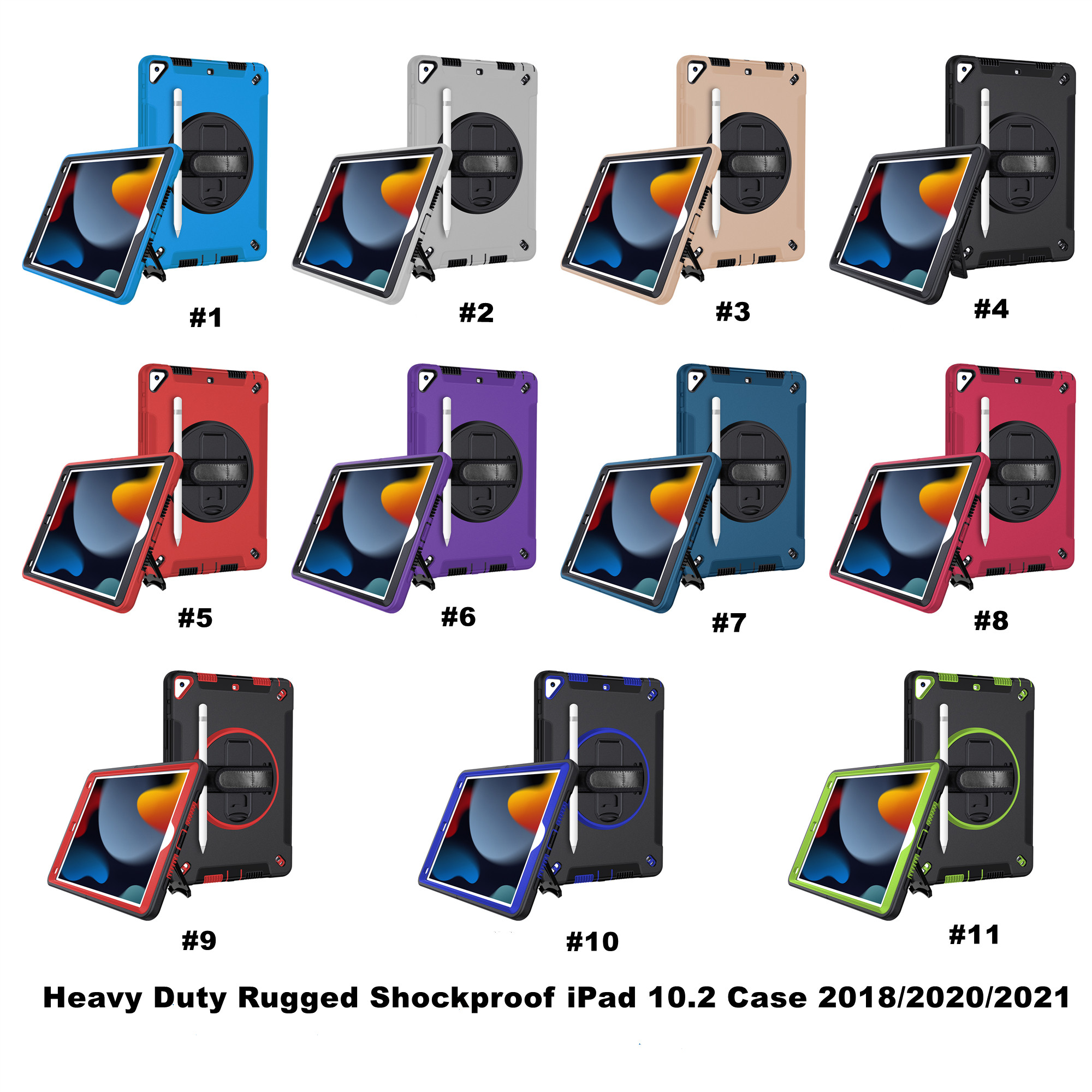 Case for iPad 10.2 2021 9th Generation : Shockproof Heavy Duty Full Protective Cover for ipad 10.2 Inch 2020 W/Stand