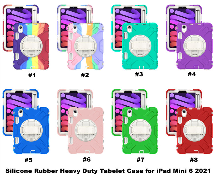 For Kids iPad Mini 6th Gen Case, Heavy Duty Shockproof Rugged Cover W/Pencil Holder-Kickstand, Drop Protective iPad Mini 6 8.3"