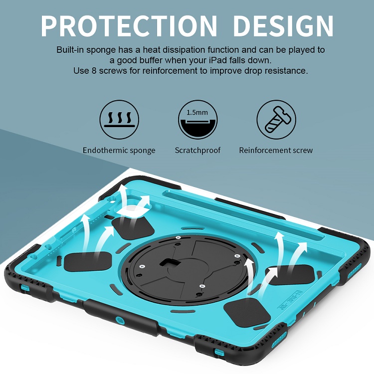 Defender shockproof rugged designer tablet case for ipad pro 12.9 2018 case with pencil holder for ipad pro 12.9 2nd cover