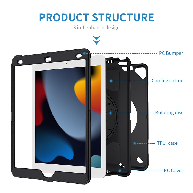Triple Protective Covers with Stand Pen Holder for ipad 10.2 7th/8th/9th Generation Case