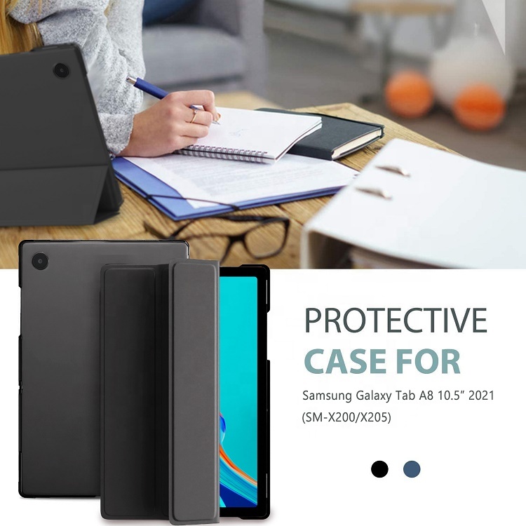 Slim transparent PC case tri-folding smart 12.4 inch tablet back cover for Samsung galaxy tab s8 plus case