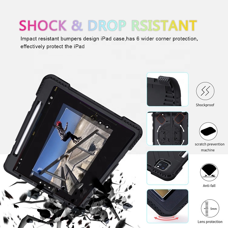 Adjustable Hand Strap Heavy Duty Tablet Case for iPad Air 4 10.9 inch Cover with smart stand Miesherk customized