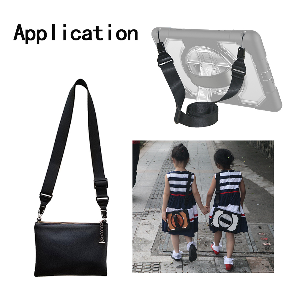 Customized Adjustable Nylon Laptop bag Webbing Strap Belt Black with metal snap for Tablet sleeve case kids men women