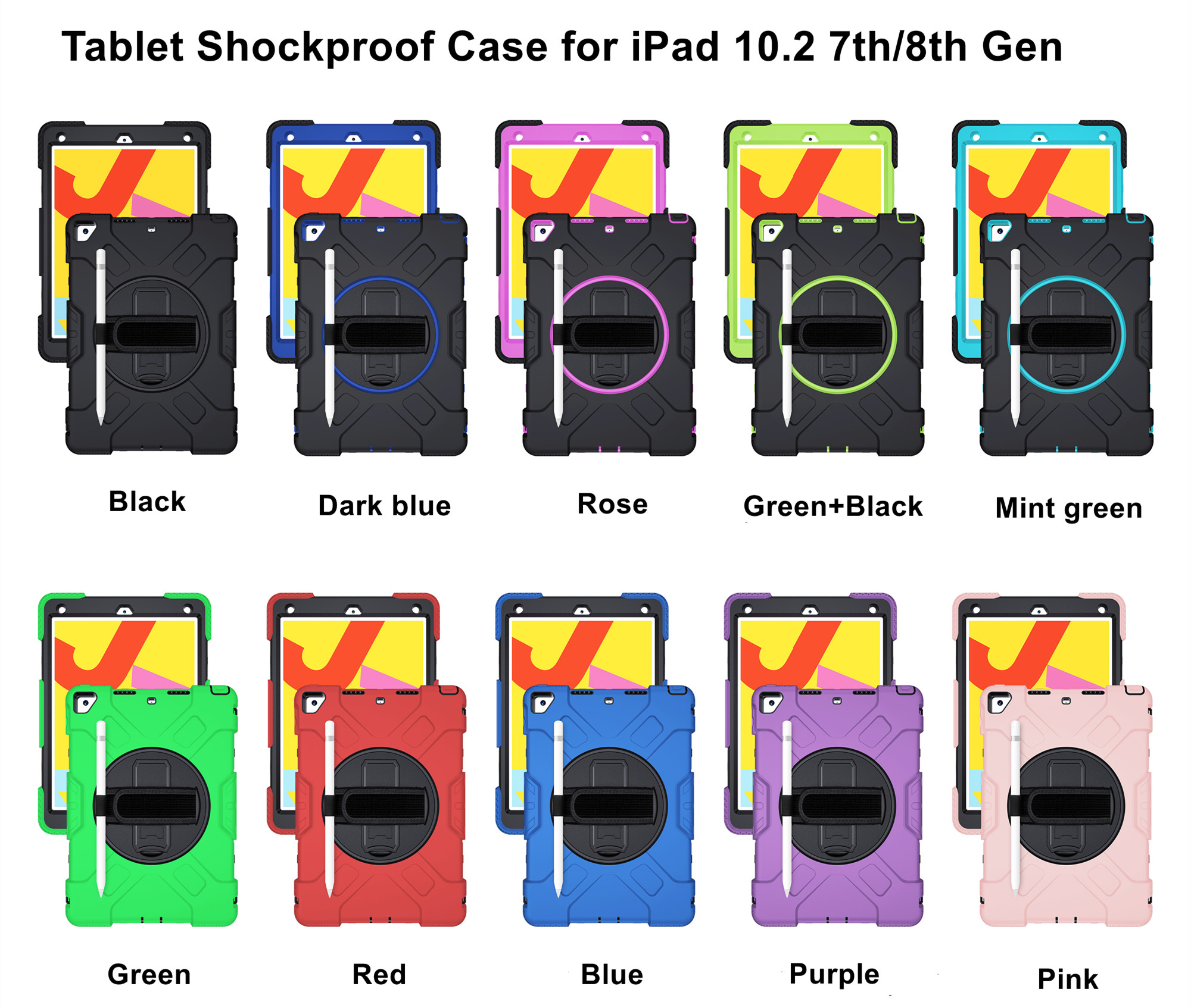 Triple Protective soft silicone rubber tablet cover for iPad 10.2 inch 7th generation tablet case