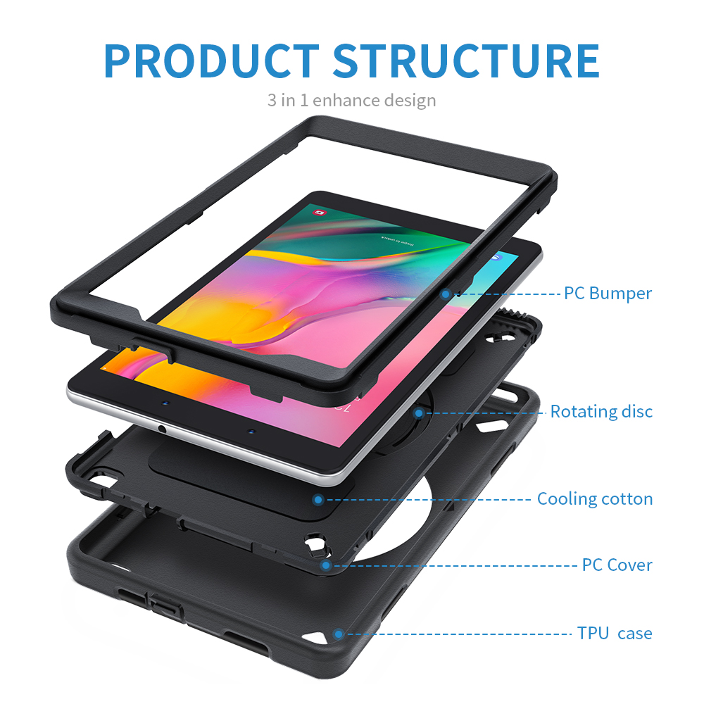 Customized Heavy Duty Shockproof Tablet Case Shield Armor for Samsung Galaxy Tab A 8.0 T290/T295 Cover with Kickstand