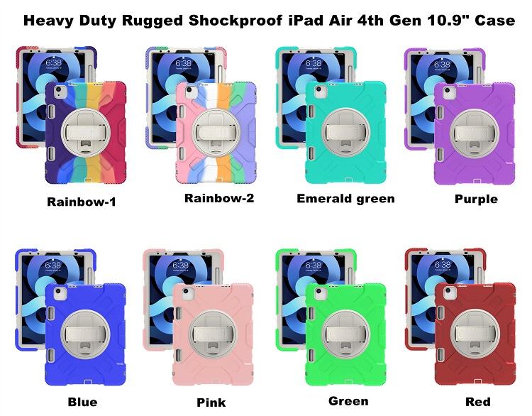 New Rainbow Colorful Case for ipad air 4 Luxury Case Tablet Cover for iPad 10.9 inch with Smart Stand Pencil Holder