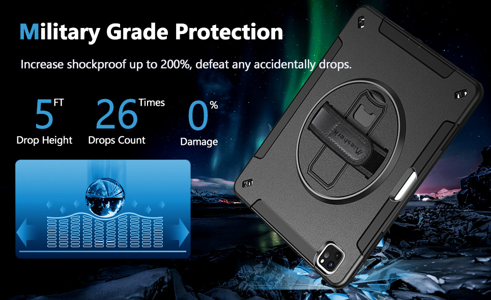 Full Body Shockproof Rugged Protective Triple Cover W/ Stand Shoulder Strap for iPad Pro 11 inch 3rd Gen Tablet Cover