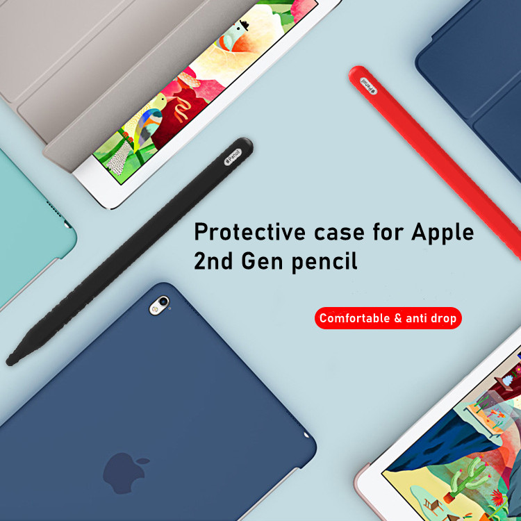 wholesale anti-fall stylus silicone pen cover for Apple 2nd generation pencil protector case non-slip cover for iPad pen cover