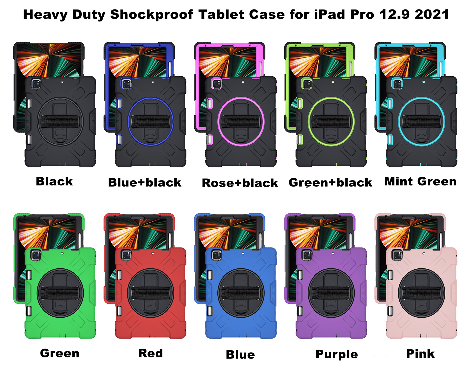 Full protective stand tablet covers for ipad pro 12.9 inch rugged kids tablet cases laptop PC shell