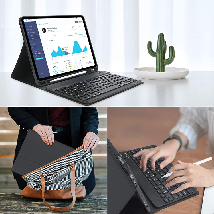 Stand design leather tablet case with wireless keyboard cover for Samsung Galaxy Tab S6 Lite 10.4 Inch P610