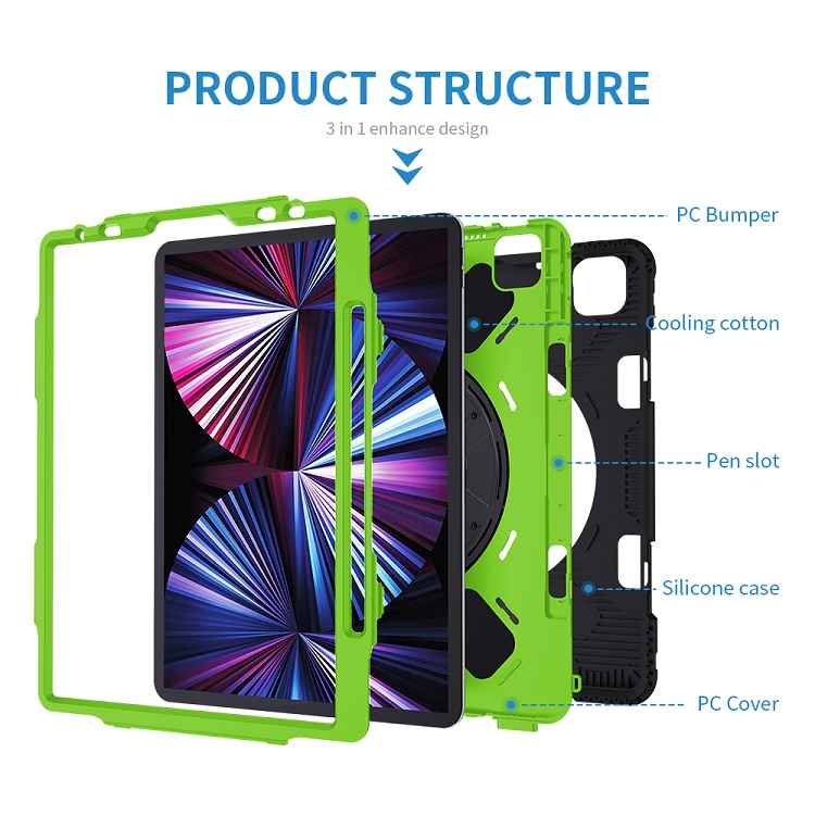 Shockproof Rugged iPad Case for Apple Pro 11 inch 3rd Gen 2021 iPad case with Kickstand