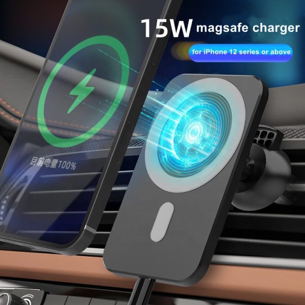 15w New Magsaf Magnetic Car Charger Wireless Phone Holder Magnet For Iphone 12 13 Magsafing 15w Fast Car Wireless Charger-002