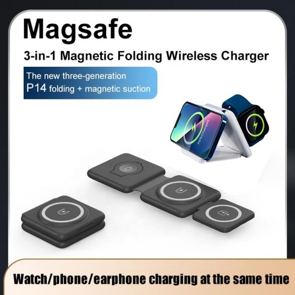 Factory Hot Sale 15W Magnetic Wireless Charger Foldable 3 In 1 phone Charger-002