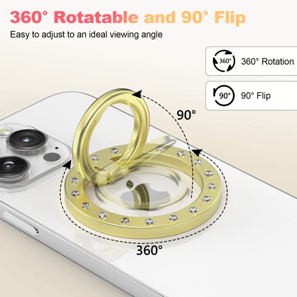 Zinc Alloy Shining Glass Diamond Strong Magnetic kickstand for Magsafe Phone Ring Holder Finger Grip 360°-10