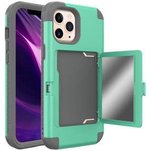 Applicable iPhone 14 Goddess Makeup Mirror Silicone PC Drop-proof Phone Case Apple 14 Pro Plug-in Case Green Color-03
