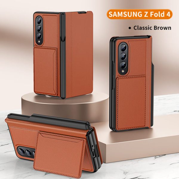 Samsung Fold4 folding screen mobile phone case card case bracket pen case three-in-one protective cover-006