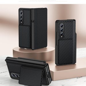 Samsung Fold4 folding screen mobile phone case card case bracket pen case three-in-one protective cover-19