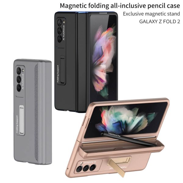 Samsung zfold2 mobile phone case folding screen W21 magnetic holder pen box anti-fall flip phone case-001