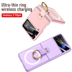 Samsung zfilp4 mobile phone case folding screen zflip4 ring wireless charging protective case business-005