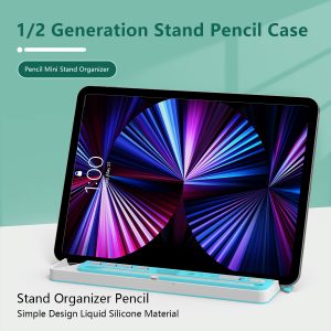 Apple pencil first and second generation capacitive pen nib cover adapter accessories pen box with tablet holder mint green color-02