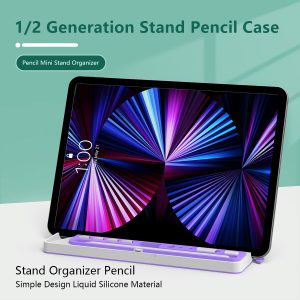Apple pencil first and second generation capacitive pen nib cover adapter accessories pen box with tablet holder purple color-02