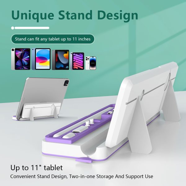 Apple pencil first and second generation capacitive pen nib cover adapter accessories pen box with tablet holder purple color-03