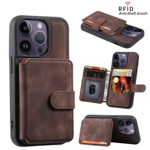 Apple 15 mobile phone case suitable for iphone 14 pro leather case 13 card 11 magnetic suction 12 wallet protective cover-001