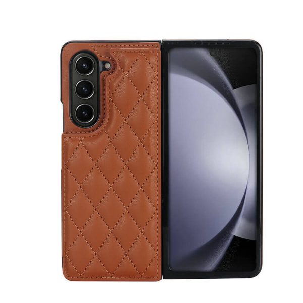 Samsung ZFold5 mobile phone case FOLD4/3 leather case folding card MateX3 rhombus small fragrance fashion-005