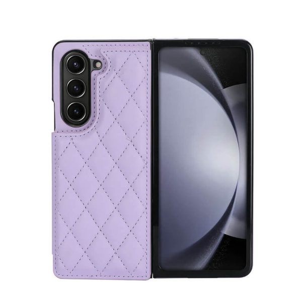 Samsung ZFold5 mobile phone case FOLD4/3 leather case folding card MateX3 rhombus small fragrance fashion-008