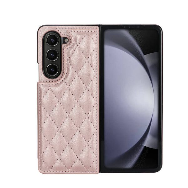 Samsung ZFold5 mobile phone case FOLD4/3 leather case folding card MateX3 rhombus small fragrance fashion-010