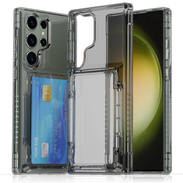 SAM S23 Ultra Crystal Transparent Card Phone Case Samsung S23 Plus Stand TPU Protective Case-02