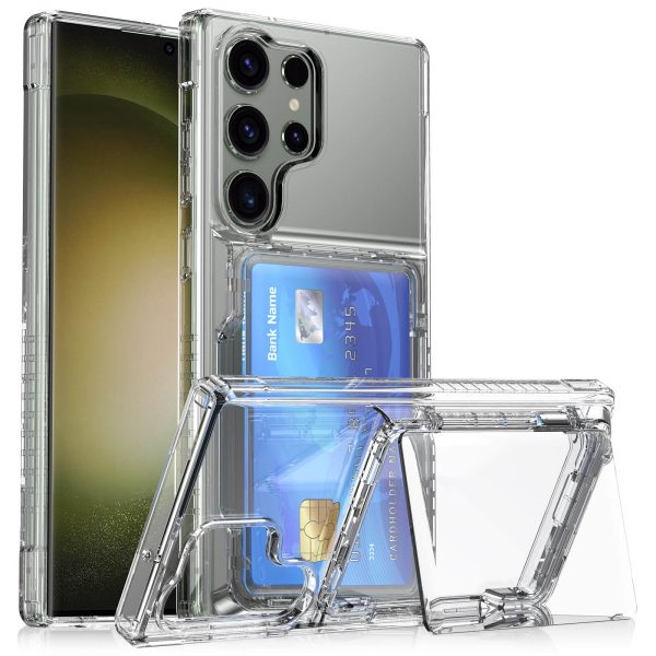 SAM S23 Ultra Crystal Transparent Card Phone Case Samsung S23 Plus Stand TPU Protective Case-04