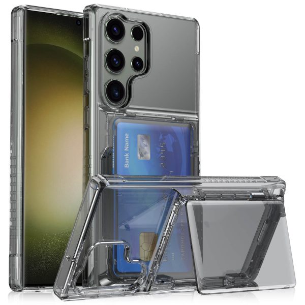 SAM S23 Ultra Crystal Transparent Card Phone Case Samsung S23 Plus Stand TPU Protective Case-05