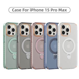 Colorful magnetic stand suitable for Apple iphone 15 pro max mobile phone case pc+tpu two-in-one-05