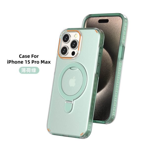 Colorful magnetic stand suitable for Apple iphone 15 pro max mobile phone case pc+tpu two-in-one-15