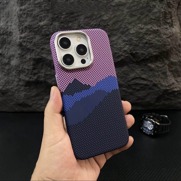 New Mountain and Galaxy Magnetic Suitable for Apple 15ProMax Kevlar Textured Phone Case iPhone14 Luminous