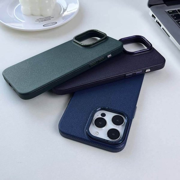 New high-end frosted hardware with lychee leather pattern suitable for Apple 15ProMax mobile phone case iPhone14 anti-fall cover