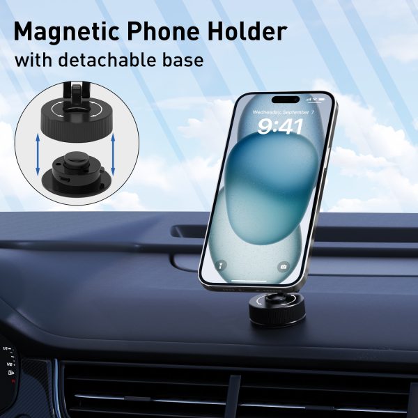 Strong 3M sticker double-axis linked magnetic quick-release car mobile phone holder for cross-scenario application