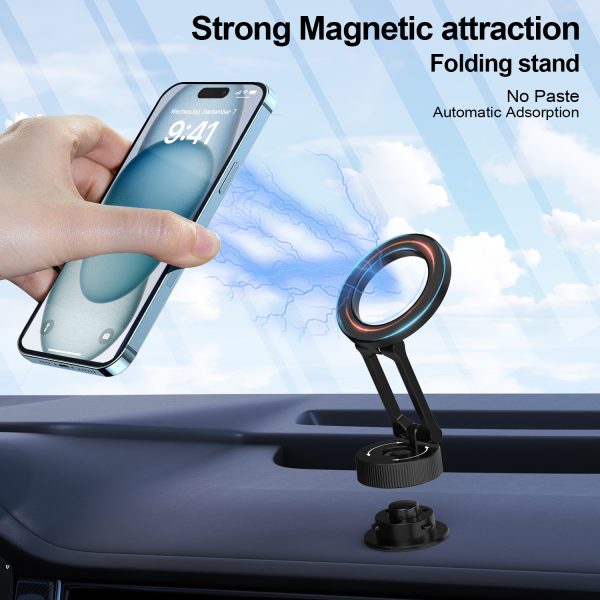 Strong 3M sticker double-axis linked magnetic quick-release car mobile phone holder for cross-scenario application