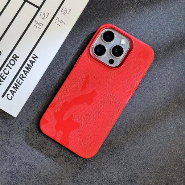 iPhone15ProMax mobile phone case advanced simple camouflage leather magnetic Apple 14 anti-fall protective cover