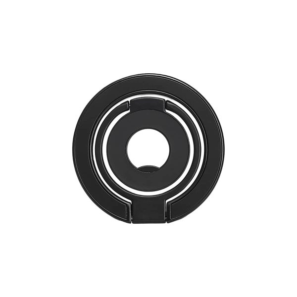 Mini Magnetic Metal Phone Ring Holder Stand – Adjustable & Portable Grip for All Smartphones Black Color - Image 2