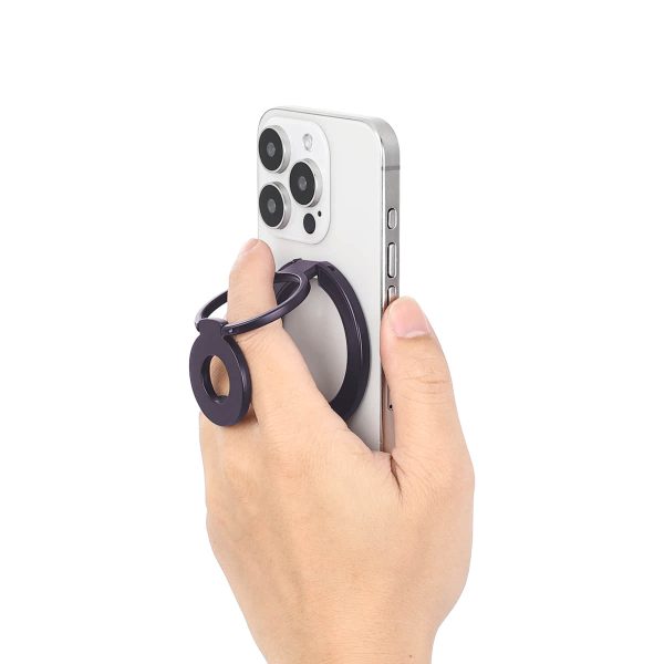 Mini Magnetic Metal Phone Ring Holder Stand – Adjustable & Portable Grip for All Smartphones Purple Color - Image 5