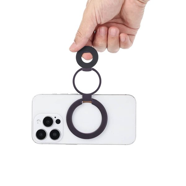 Mini Magnetic Metal Phone Ring Holder Stand – Adjustable & Portable Grip for All Smartphones Purple Color - Image 6